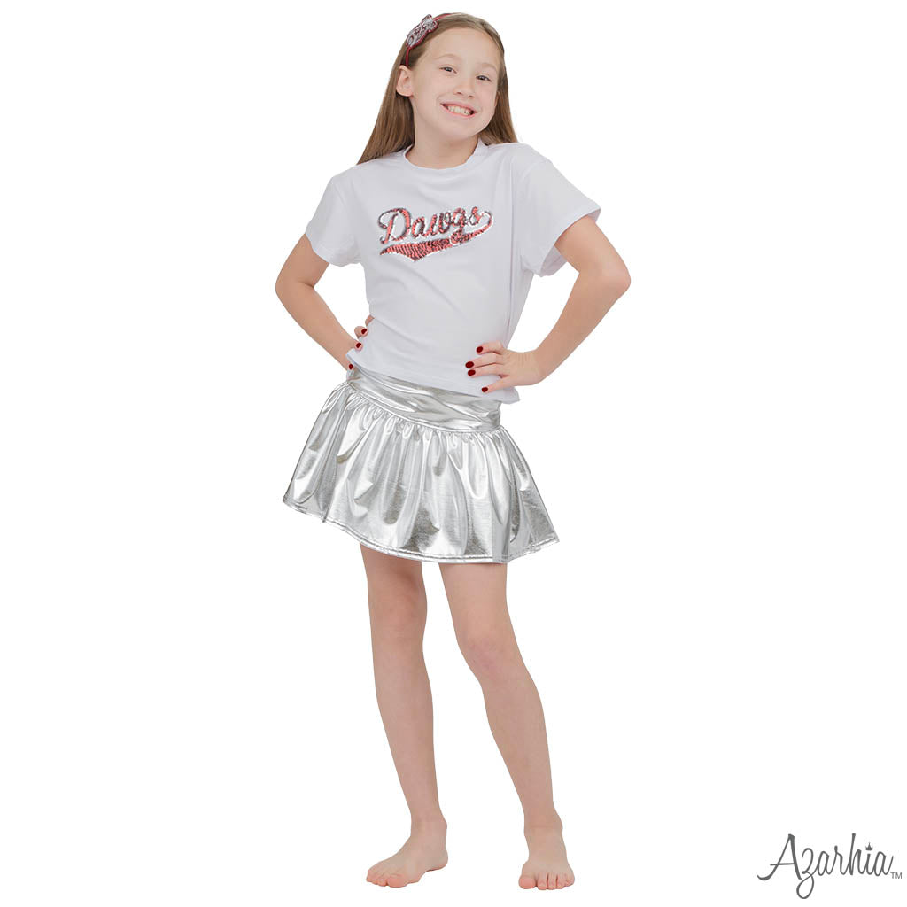 Sequin Dawgs Baseball in Silver and Maroon Boxy T’