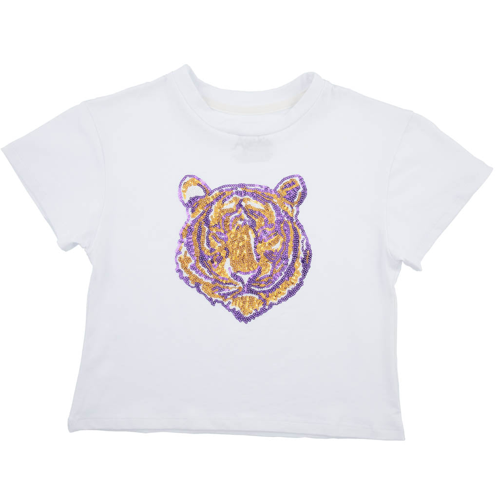 Sequin Tiger Game Day T-Shirt Pink Tiger Sequin Mascot Shirt – ABLNco