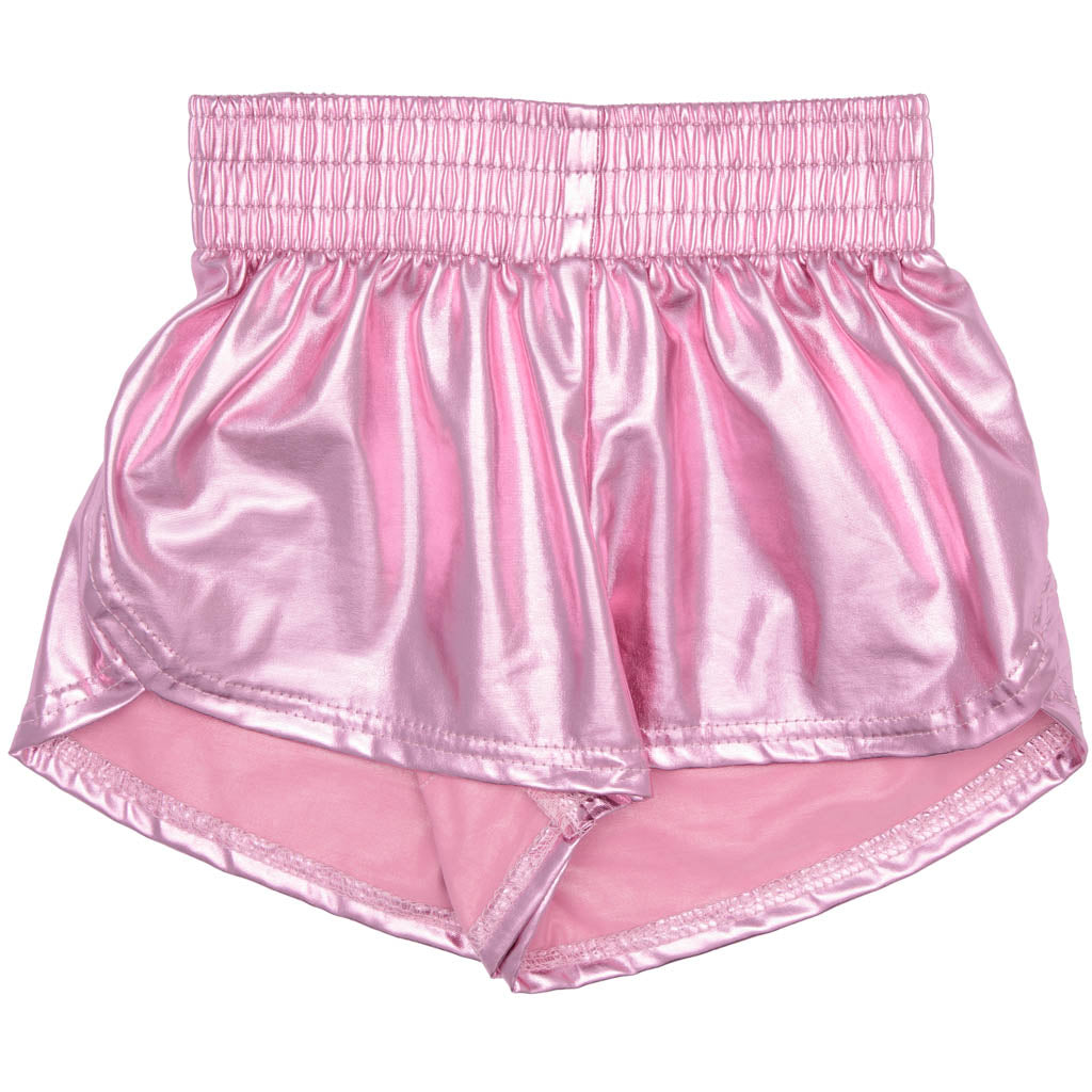 Steph Shorts in Metallic Light Pink