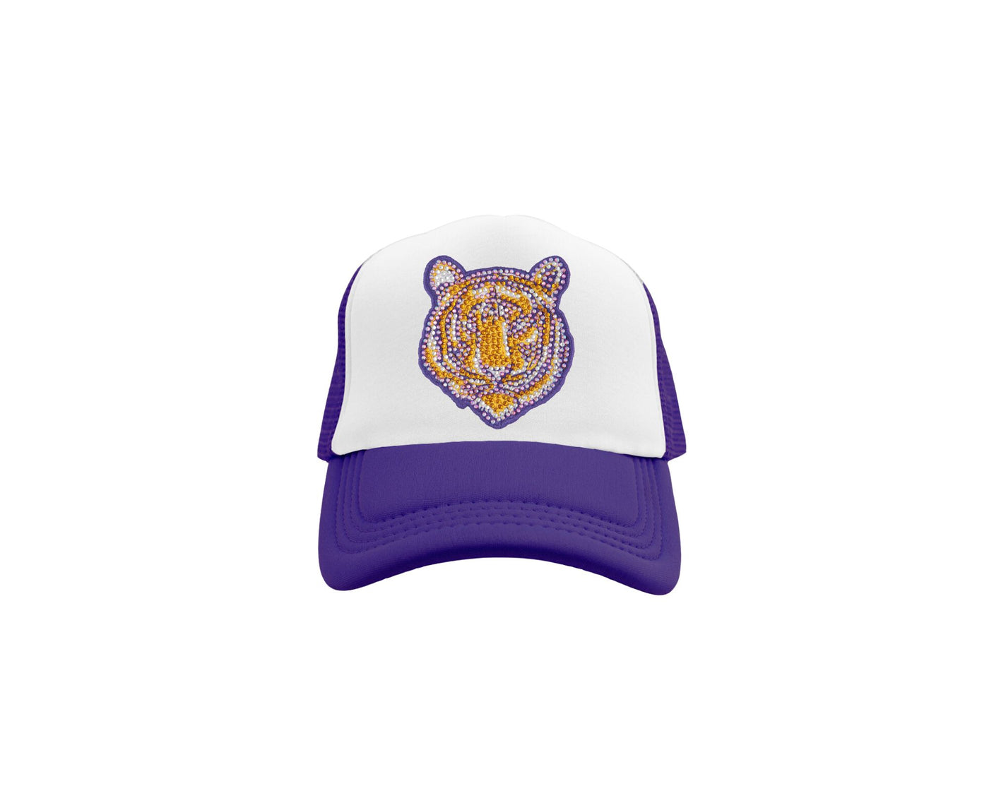 Tiger Face Patch on Purple Youth Trucker Cap