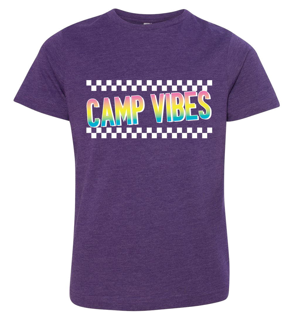 T-shirt in Vintage Purple with Check Camp Vibes