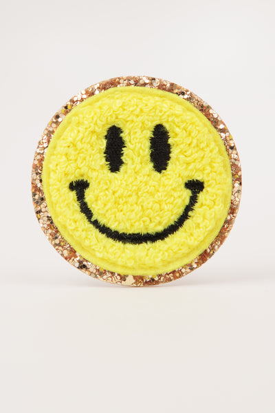 Chenille Smiley Yellow Patch (Iron On)