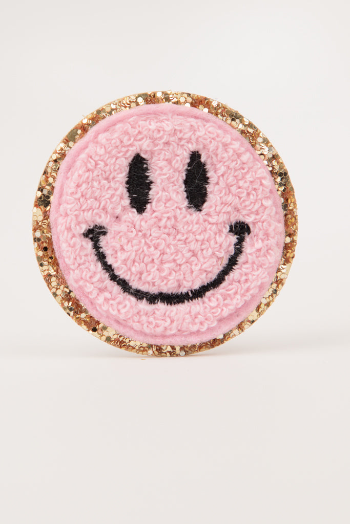 Chenille Smiley Pink Patch (Iron On) – Azarhia
