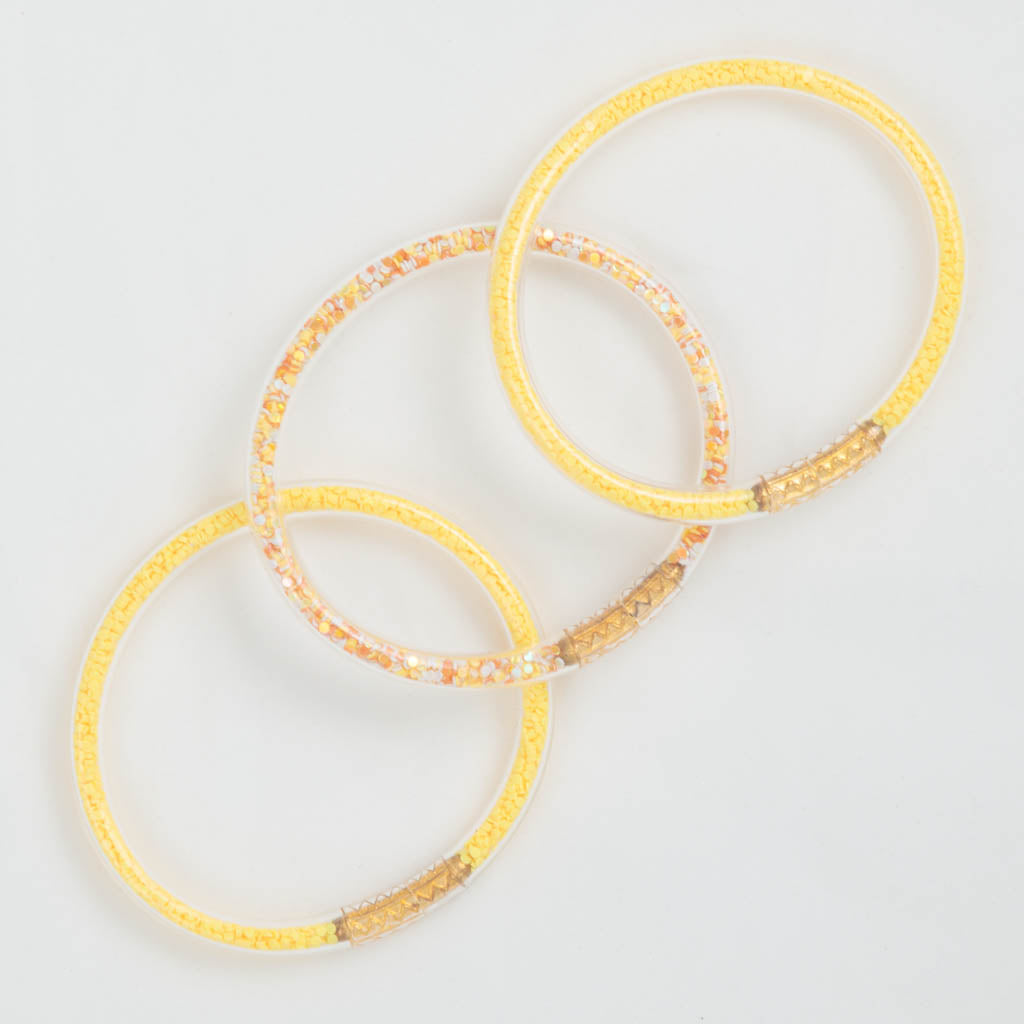 Yellow Glitter Bracelets Waterproof Set of 3-Toddler
