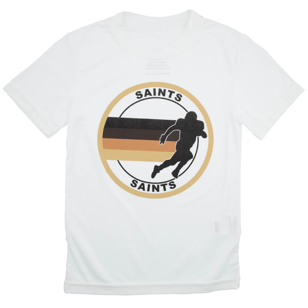 Saints White Dri Fit Circle football player silhouette