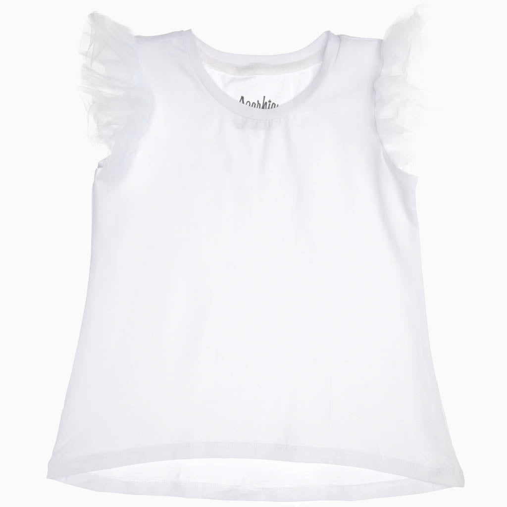 Tulle Ruffle Shirt in White