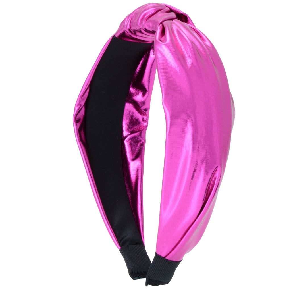 Top Knot Headband in Hot Pink Metallic
