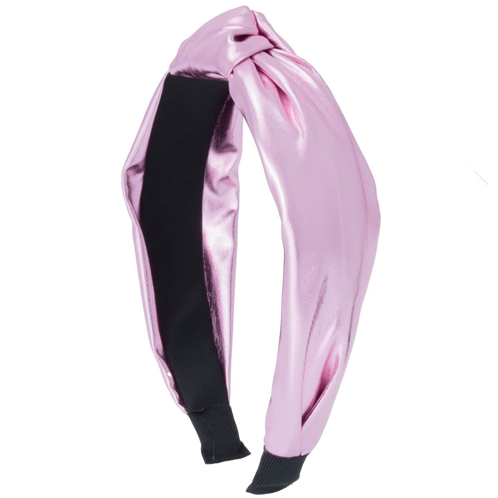 Top Knot Headband in Light Pink Metallic