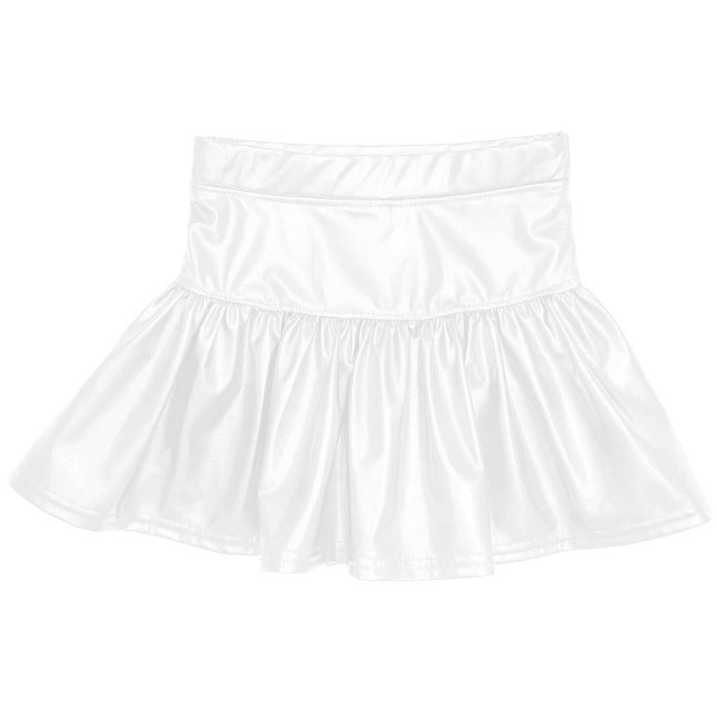 Slick Metallic Gathered Skort in White – Azarhia