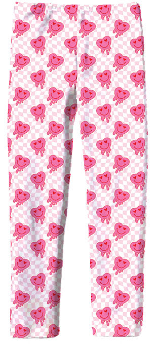 Leggins in Drip Heart Smiley Valentines