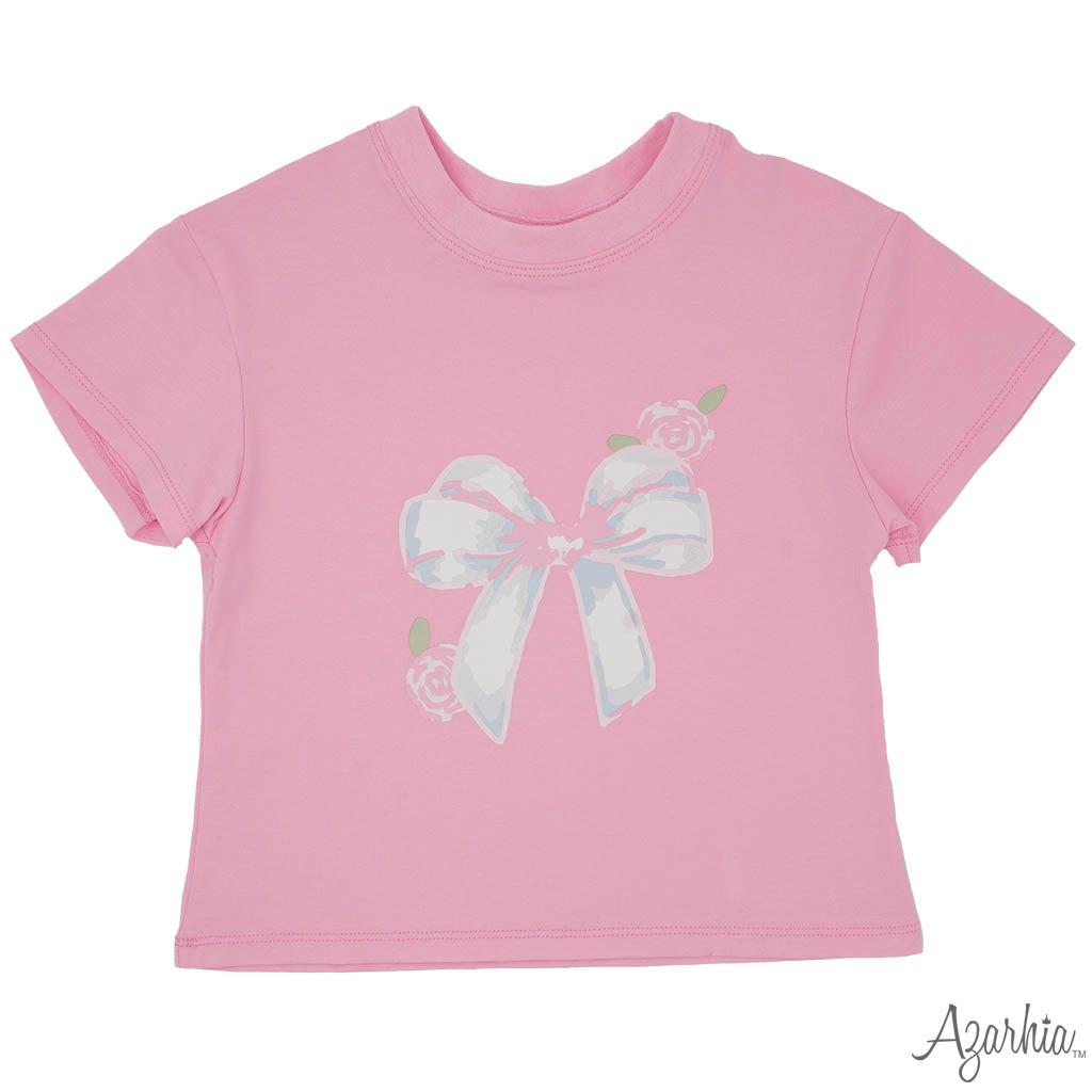 Big Bows Screen Print on Light Pink Boxy T