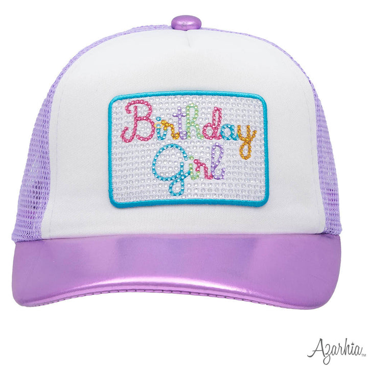 Birthday Girl Rhinestone Hot Pink Metallic Trucker – Azarhia display picture 3