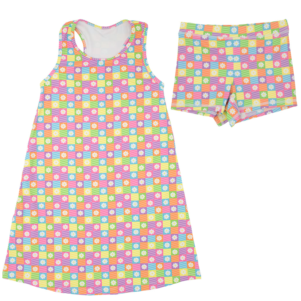 Izzy Tennis Dress & Shorts Block Daisies