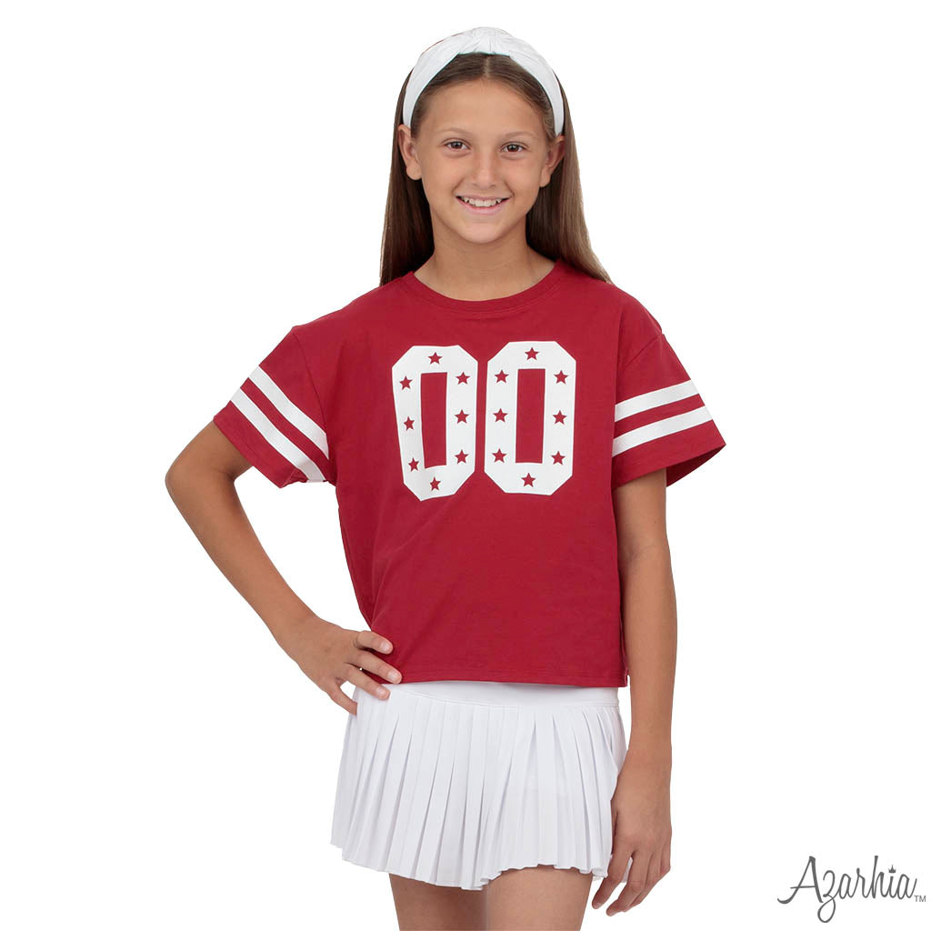Glitter Double 00 Stars Boxy T Crimson