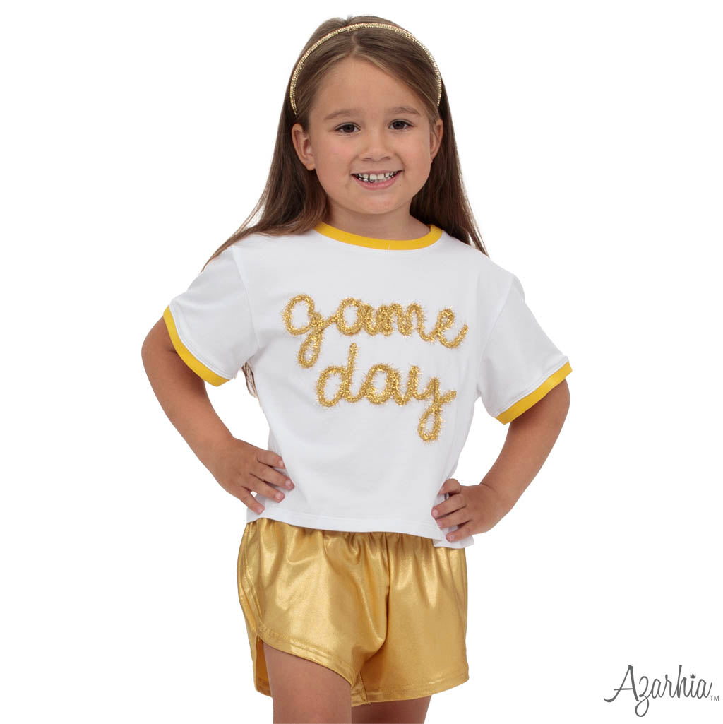 Tinsel Game Day Ringer Boxy T' Gold