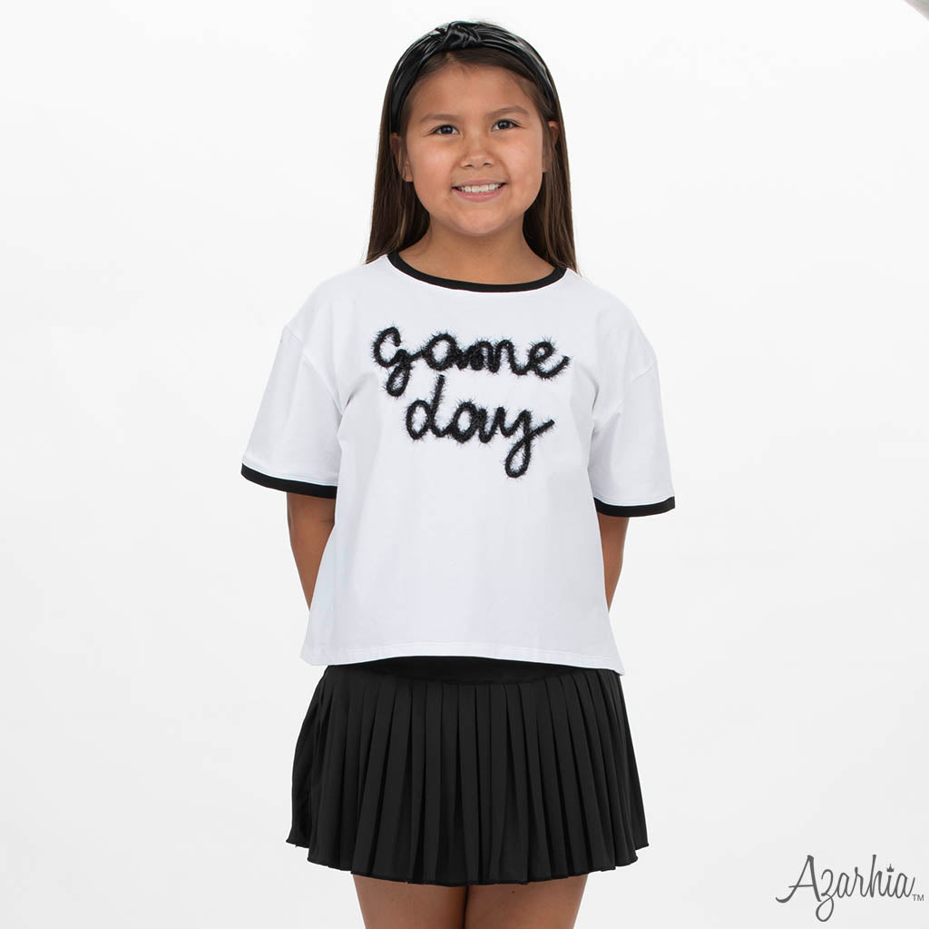 Tinsel Game Day Ringer Boxy T' Black