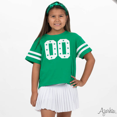 Glitter Double 00 Stars Boxy T Green