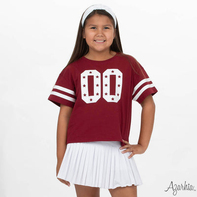 Glitter Double 00 Stars Boxy T Maroon