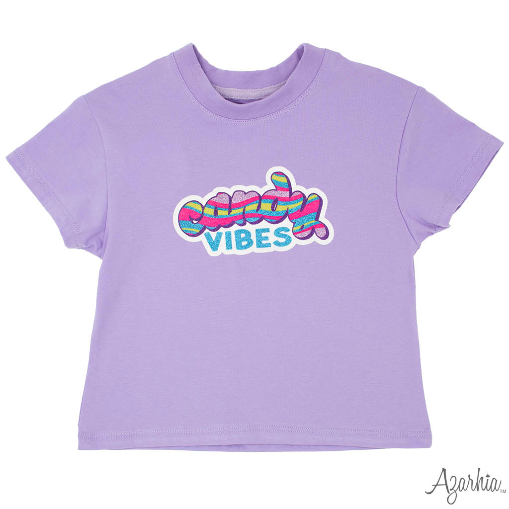 Candy Vibes Glitter on Lavender Boxy T