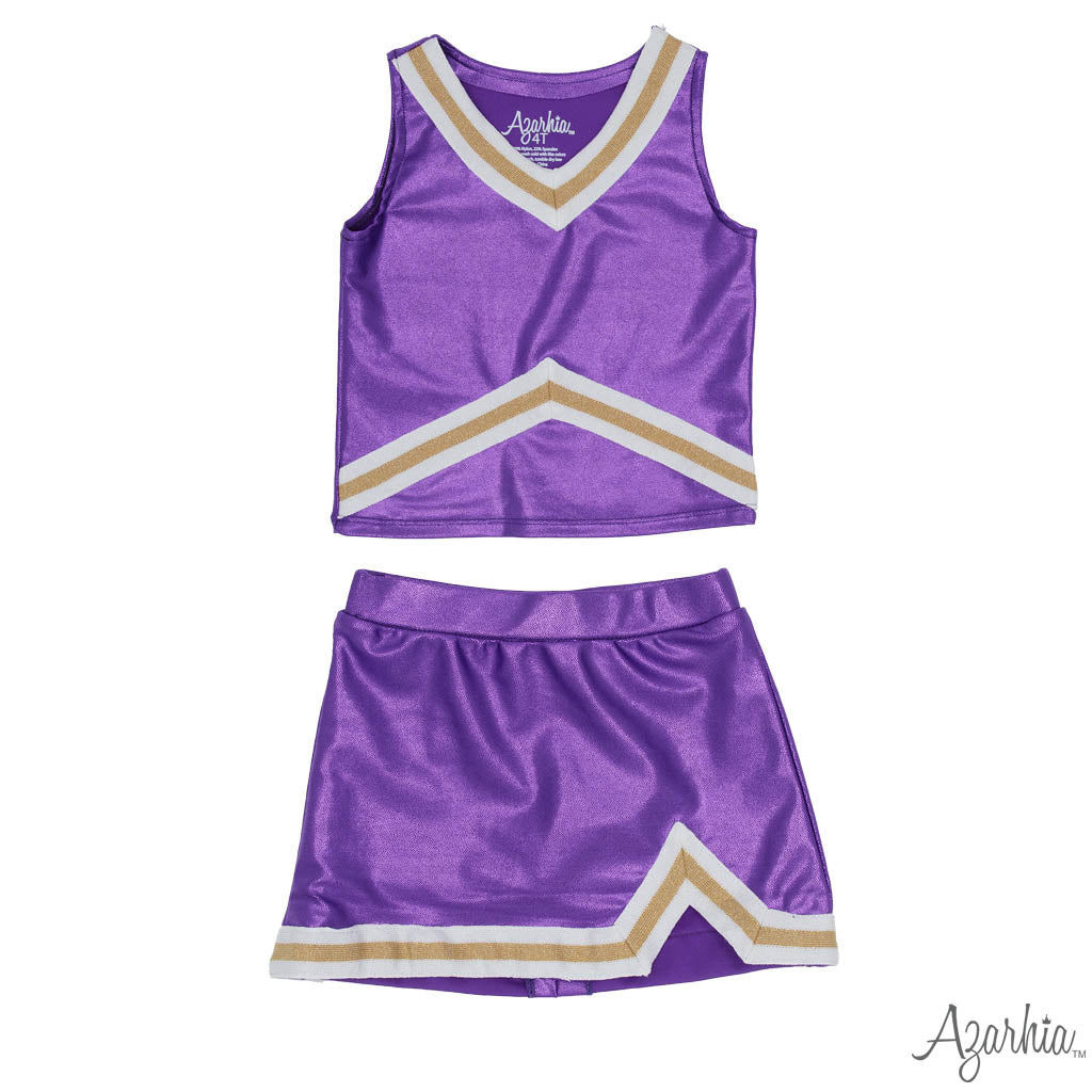 Shimmer Cheer Suit in Purple & Gold