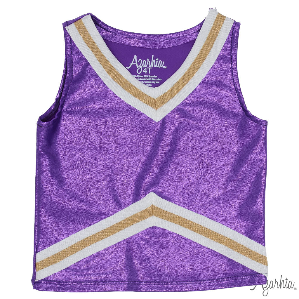 Shimmer Cheer Suit in Purple & Gold