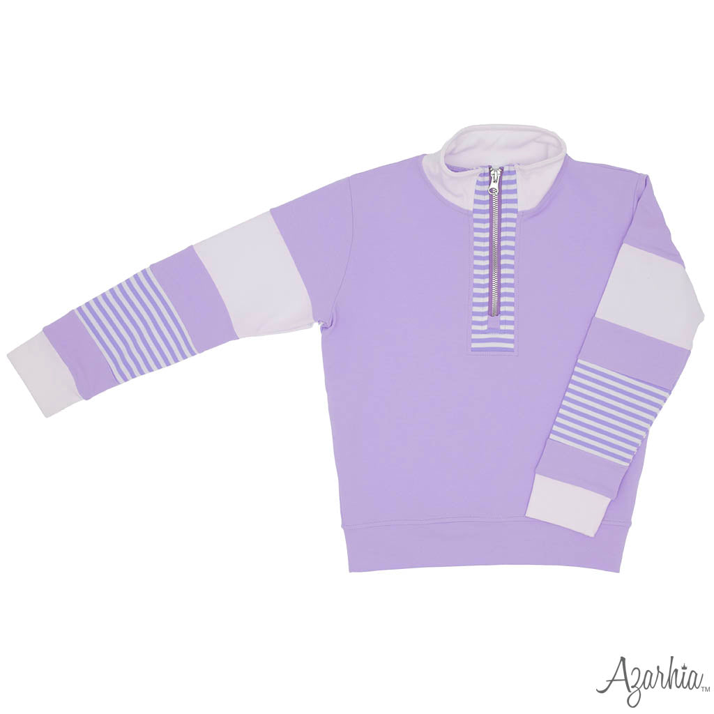 Color Block Lavender Long Sleeve Zip Sweatshirt