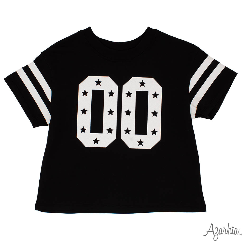 Glitter Double 00 Stars Boxy T Black