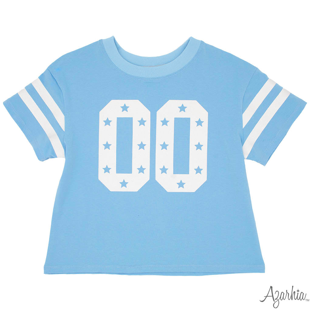 Glitter Double 00 Stars Boxy T Caroline Blue