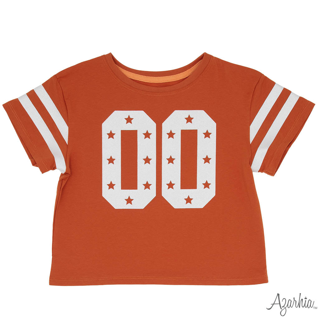 Glitter Double 00 Stars Boxy T  Burnt Orange Game Day