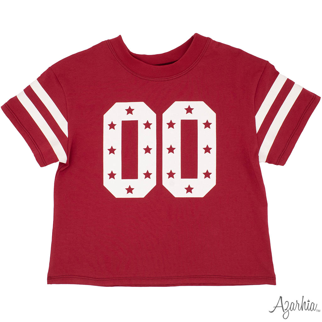 Glitter Double 00 Stars Boxy T Crimson