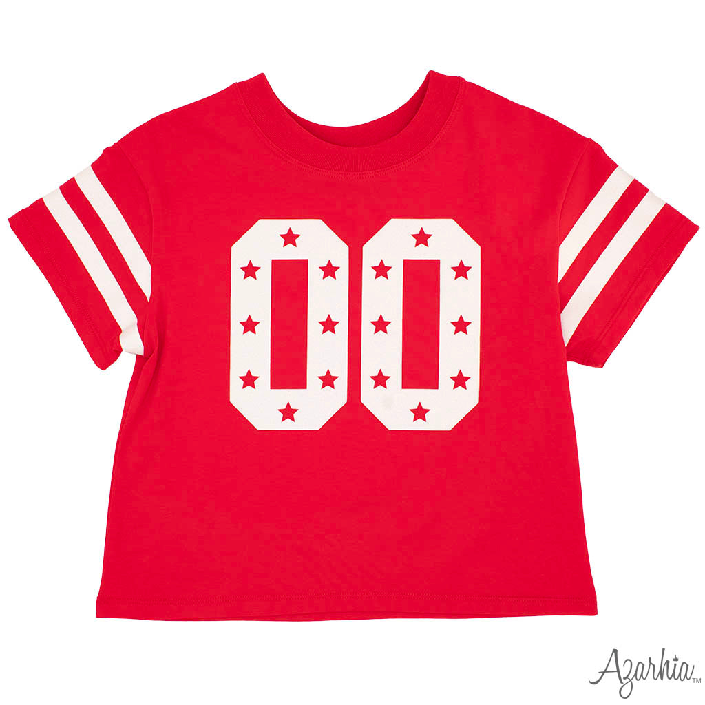 Glitter Double 00 Stars Boxy T Red