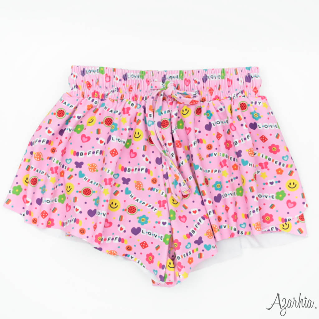 Friendship Bracelet Print Butterfly Flowy Short