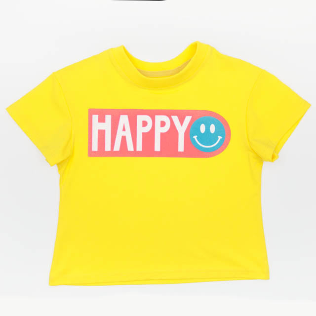 Glitter Happy on Yellow Boxy T