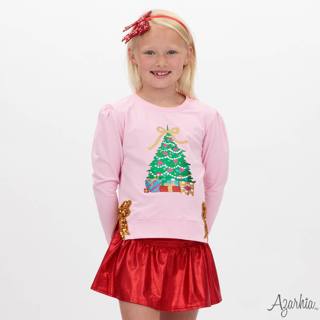 Christmas Tree in Glitter on Pink Holly CHRISTMAS