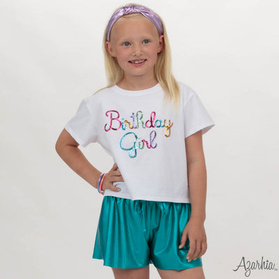 Birthday Girl in sequin on White Boxy