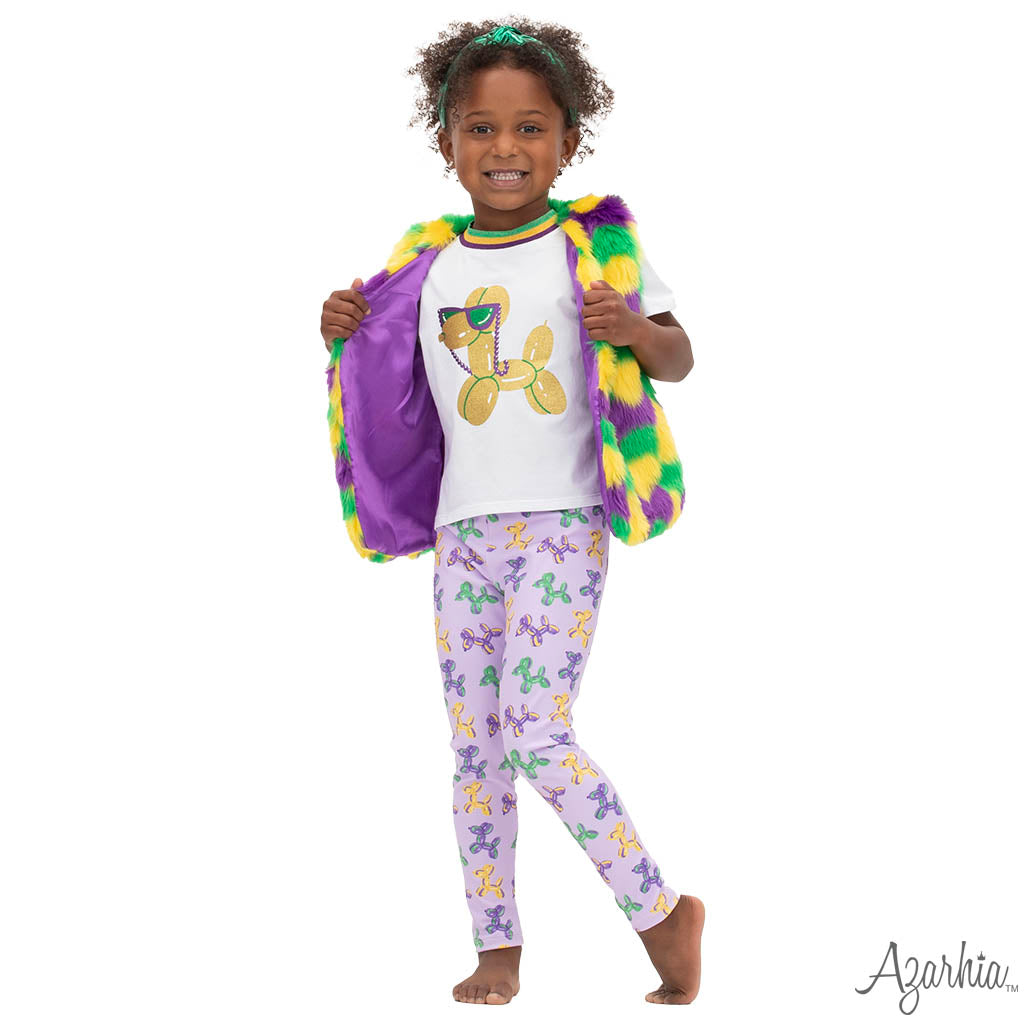 Mardi Gras Balloon Dog Screen Print White Boxy MG26