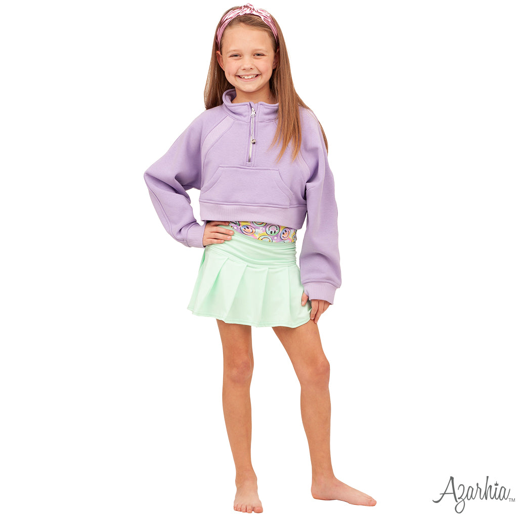 Oversized Cropped 1/4 Zip Sweatshirt in Lavender