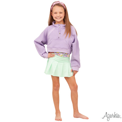 Oversized Cropped 1/4 Zip Sweatshirt in Lavender