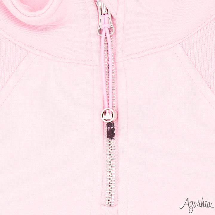 Oversized Cropped 1/4 Zip Sweatshirt in Light Pink – Azarhia