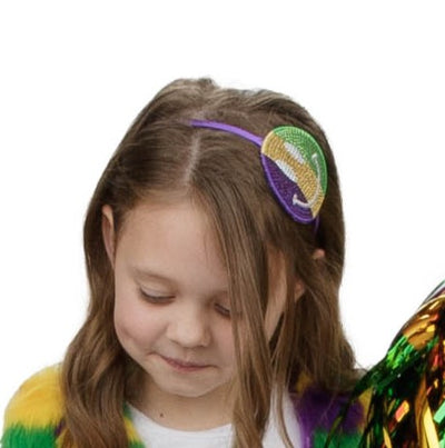 Smiley Face Rhinestone Headband in Mardi Gras