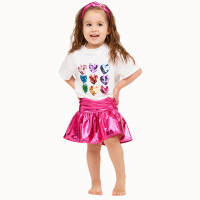 Slick Metallic Gathered Skort in Hot Pink