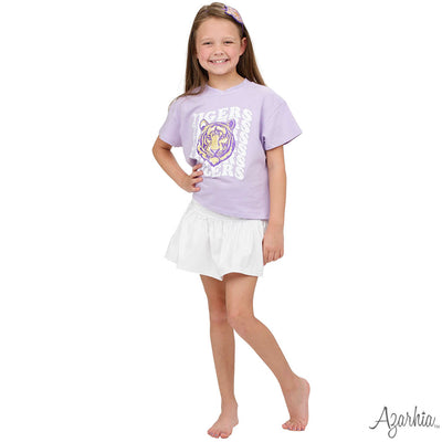 Tiger Wavy Glitter on Lavender Boxy T