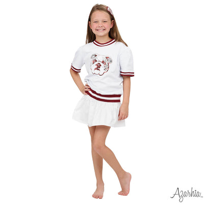 GAME DAY Holly Short Sleeve Sequin Maroon Bulldog