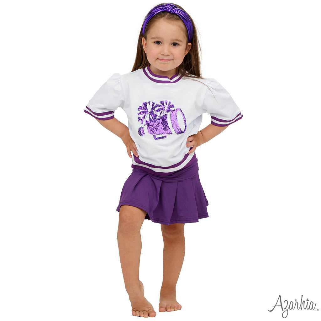 GAME DAY Holly Short Sleeve Sequin Megaphone Purple