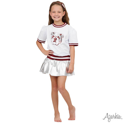 GAME DAY Holly Short Sleeve Sequin Maroon Bulldog