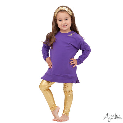 Tiger with Gold Embroidered Collar on Purple Tunic
