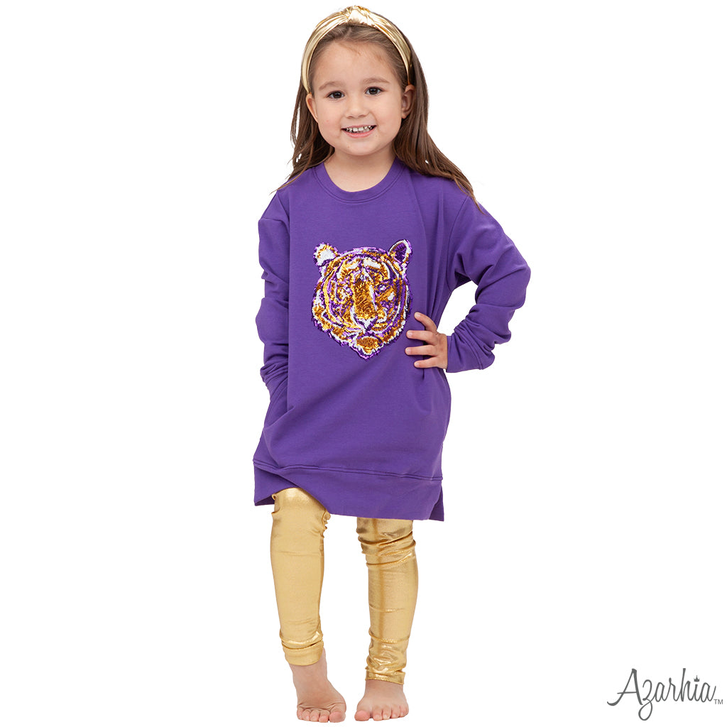Tiger Sequin Tunic on Purple