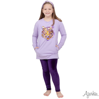 Tiger Sequin Tunic on Lavender