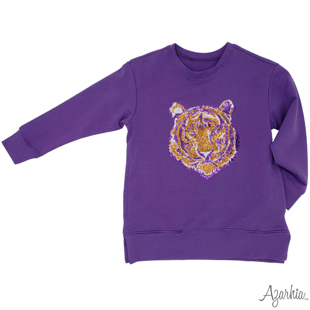 Tiger Sequin Tunic on Purple