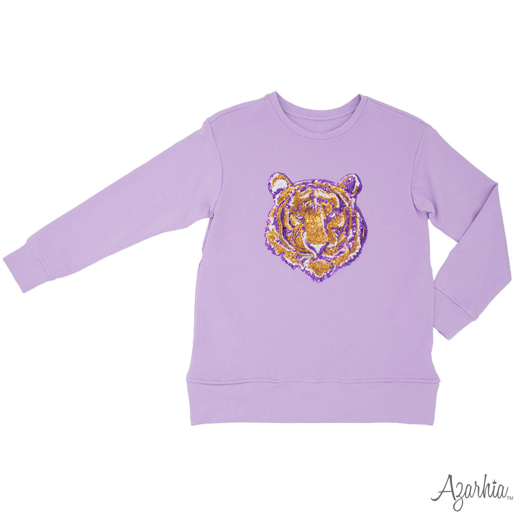 Tiger Sequin Tunic on Lavender